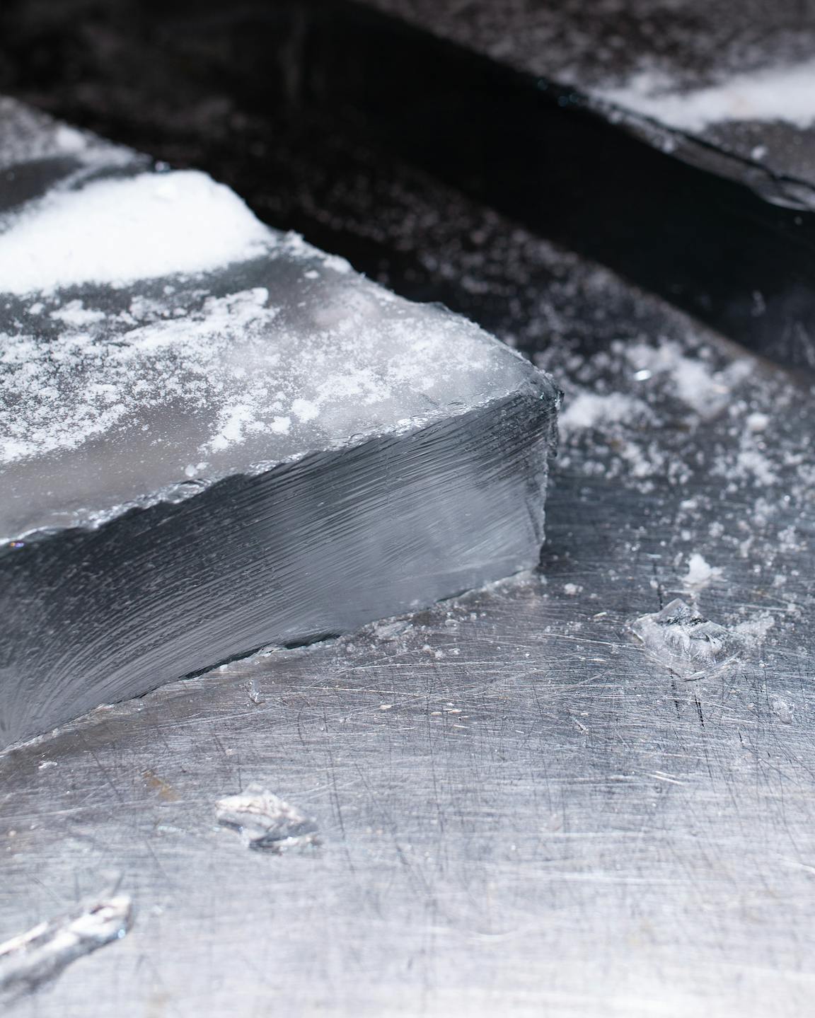 The edge of a block of ice.